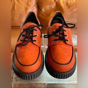 Gucci Boy Childrens Orange Lace Up Oxfords Creepers 356198 GG Logo EU 30 12.5 US